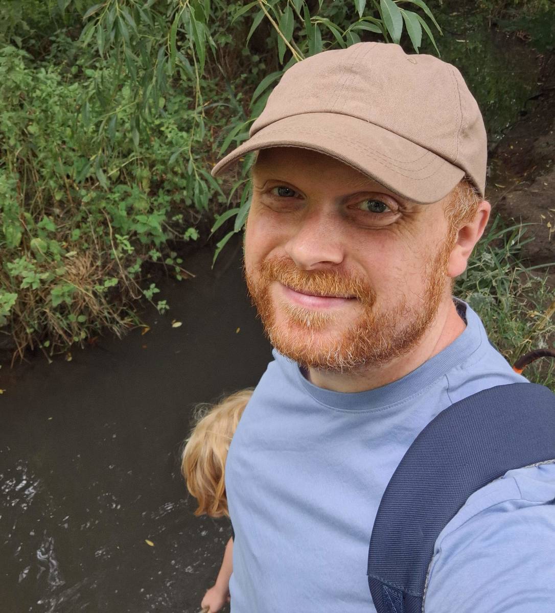 A photo of me and my son out for a walk.